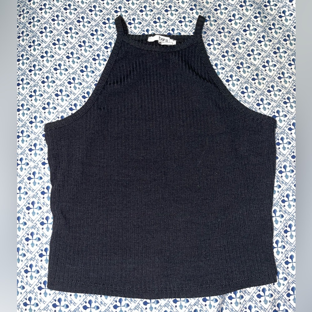 Bar III Black High Neck Top